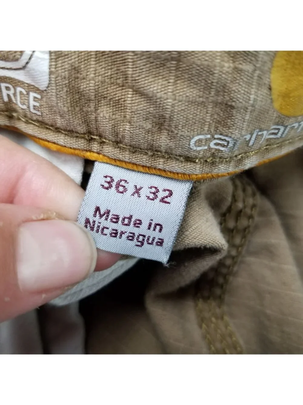 Carhartt Pants Mens 36x32 Tan 100% Cotton Mid Rise Relaxed Fit